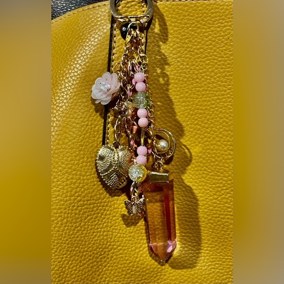 Unique handmade Gold and Pink bag charm purse backpack - Picture 1 of 8